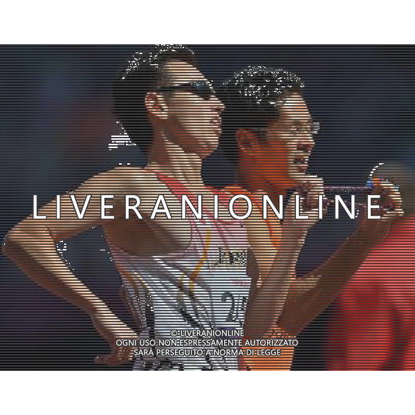 (120831) -- LONDON, Aug. 31, 2012 () -- Wada Shinya (L) of Japan and his guide compete during the men\'s 1500m-T11 athletics heat at the London 2012 Paralympic Games, Aug. 31, 2012. (/Lin Yiguang) (zc) AG ALDO LIVERANI S A S ONLY ITALY