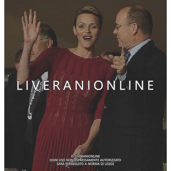 UEFA Supercup 2012 Montecarlo - 31.08.2012 Chelsea-Atletico Madrid Nella Foto:Principe Alberto Ranieri di Monaco-Principessa Charlène Lynette Wittstock /Ph.Vitez-Ag. Aldo Liverani