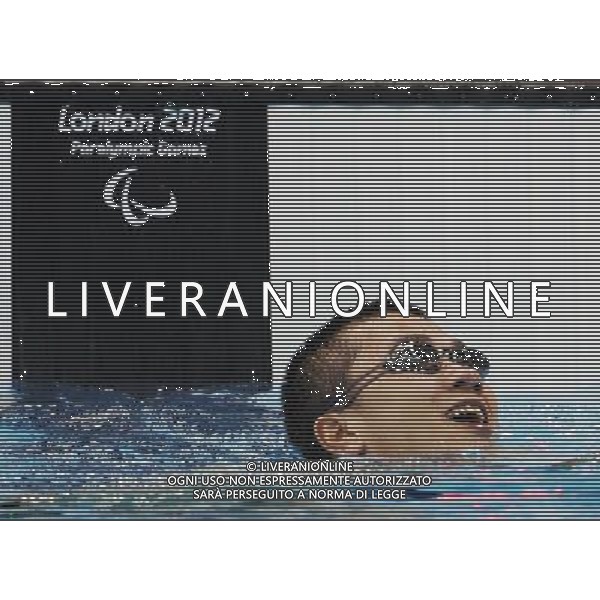 (120901) -- LONDON, Sept. 1, 2012 () -- Gold medalist Pan Shiyun of China celebrates after the men\'s 50m butterfly S7 final at London 2012 Paralympic Games in London, Aug. 31, 2012. (/Yang Shiyao) AG ALDO LIVERANI S A S ONLY ITALY