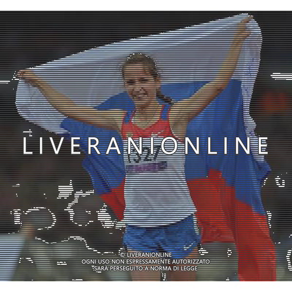 (120902) -- LONDON, Sept. 2, 2012 () -- Elena Ivanova of Russia celebrates victory after the Women\'s 200m - T36 final, at London 2012 Paralympic Games in London, Britain, on Sept. 1, 2012. Ivanova claimed the title of the event with a time of 30.25 seconds. (/Lin Yiguang) (cc) AG ALDO LIVERANI S A S ONLY ITALY