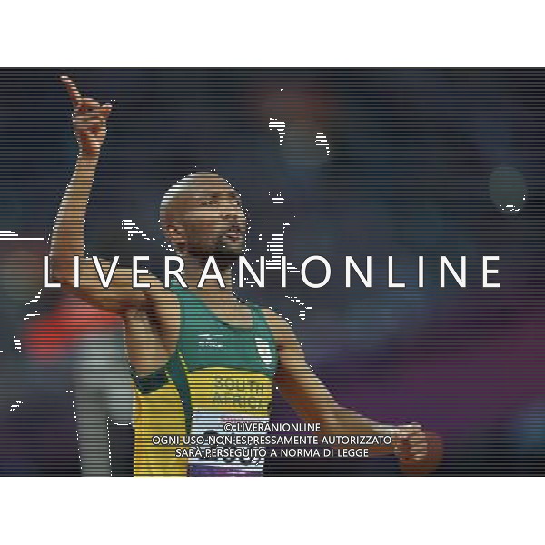 (120902) -- LONDON, Sept. 2, 2012 () -- Teboho Mokgalagadi of South Africa reacts after the Men\'s 100m - T35 final at London 2012 Paralympic Games in London, Britain, on Sept. 1, 2012. Mokgalagadi won the silver medal with a time of 13.10 seconds. (/Lin Yiguang) (cc) AG ALDO LIVERANI S A S ONLY ITALY