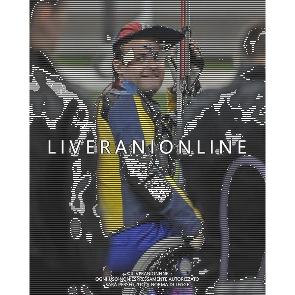 (120902) -- LONDON, Sept. 2, 2012 () -- Cedric Fevre of France gestures after winning the Mixed R3-10m Air Rifle Prone-SH1 shooting event, at the London 2012 Paralympic Games, in London, Britain, on Sept. 1, 2012. Fevre took the gold medal with 706.7 rings. (/Wang Haofei) (cc) AG ALDO LIVERANI S A S ONLY ITALY