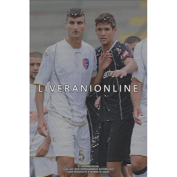 Campionato Lega PRO 2Á Divisione Girone A - 1Á Giornata Casale Monferrato (AL) 2-09-2012 Casale - Milazzo nella foto: Felice Pepe (Milazzo) a SX e Andrea Moretto (Casale) foto Roberto Garavaglia - ag. Aldo Liverani sas