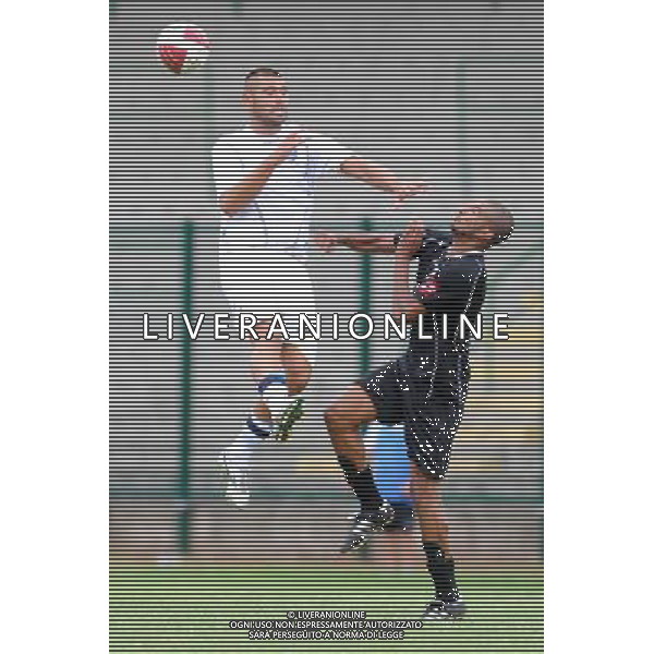 Campionato Lega PRO 2Á Divisione Girone A - 1Á Giornata Casale Monferrato (AL) 2-09-2012 Casale - Milazzo nella foto: Giuseppe Dama (Milazzo) a SX ed Anouar El Kamch (Casale) foto Roberto Garavaglia - ag. Aldo Liverani sas
