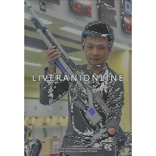 (120902) -- LONDON, Sept. 2, 2012 () -- Yuan Hongxiang of China reacts after the mixed R4-10m Air Rifle Standing-SH2 qualification of shooting competition at the London 2012 Paralympic Games in London, Britain, Sept. 2, 2012. Yuan ranked 12th with 598 rings. (/Wang Haofei) (lm) PHOTOSHOT/AG ALDO LIVERANI SAS - ITALY ONLY -