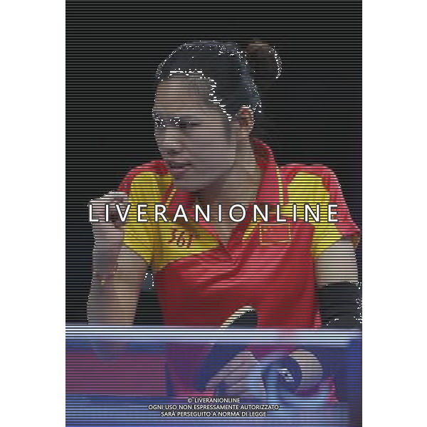 (120902) -- LONDON, Sept. 2, 2012 () -- Liu Jing of China celebrates for score during the women\'s singles class 1-2 final against Pamela Pezzutto of Italy at the London 2012 Paralympic Games in London, Britain, Sept. 2, 2012. Liu Jing won 3-0 to win the gold. (/Bai Xuefei) (lm) PHOTOSHOT/AG ALDO LIVERANI SAS - ITALY ONLY -