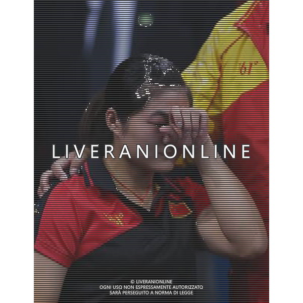 (120903) -- LONDON, Sept. 3, 2012 () -- Zhou Ying of China cries after winning the women\'s singles class 4 final against Borislava Peric-Pankovic of Serbia at the London 2012 Paralympic Games in London, Britain, Sept. 2, 2012. Zhou Ying won 3-0. (/Bai Xuefei) ©PHOTOSHOT/AGENZIA ALDO LIVERANI SAS - ITALY ONLY - PARALIMPIADI LONDRA 2012