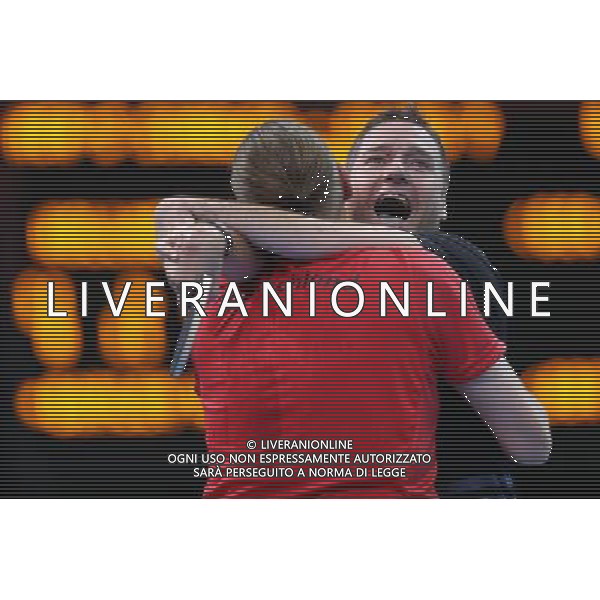 (120903) -- LONDON, Sept. 3, 2012 () -- Jochen Wollmert of Germany hugs his coach after the men\'s singles class 7 final against William Bayley of Britain at the London 2012 Paralympic Games in London, Britain, Sept. 2, 2012. Wollmert won 3-1. (/Bai Xuefei) ©PHOTOSHOT/AGENZIA ALDO LIVERANI SAS - ITALY ONLY - PARALIMPIADI LONDRA 2012