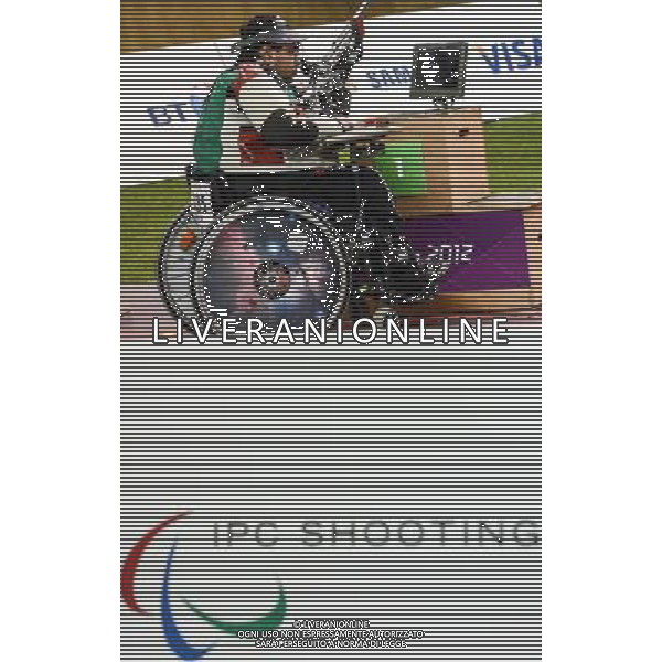 (120904) -- LONDON, Sept. 4, 2012 () -- Abudulla Sultan Alaryani of the United Arab Emirates competes during the Mixed R6-50m Rifle Prone-SH1 shooting competition at the London 2012 Paralympic Games in London, Britain, on Sept. 4, 2012. Alaryani took the gold medal with 694.8 rings. (/Wang Haofei) photoshot/AG ALDO LIVERANI SAS - ITALY ONLY - *** Local Caption *** ..