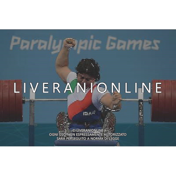 (120904) -- LONDON, Sept. 4, 2012 () -- Majid Farzin of Iran reacts after the Men\'s 82.50 kg powerlifting competition at the London 2012 Paralympic Games in London, Britain, on Sept. 4, 2012. Farzin won the gold medal with 237 kg. (/Cheong Kam Ka) photoshot/AG ALDO LIVERANI SAS - ITALY ONLY - *** Local Caption *** ..