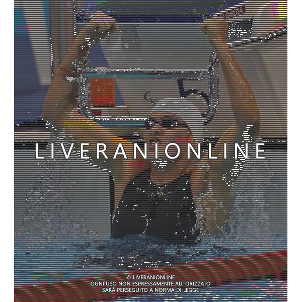 (120905) -- LONDON , Sept. 4, 2012 () -- Oxana Savchenko of Russia celebrates for victory after winning the women\'s 100m freestyle S12 final of swimming competition at the London 2012 Paralympic Games in London, Britain, on Sept. 4, 2012. Oxana Savchenko won the gold and created the new world record with 58.41 seconds. (/Yang Shiyao) (lm) photoshot/AG ALDO LIVERANI SAS - ITALY ONLY - *** Local Caption *** ..