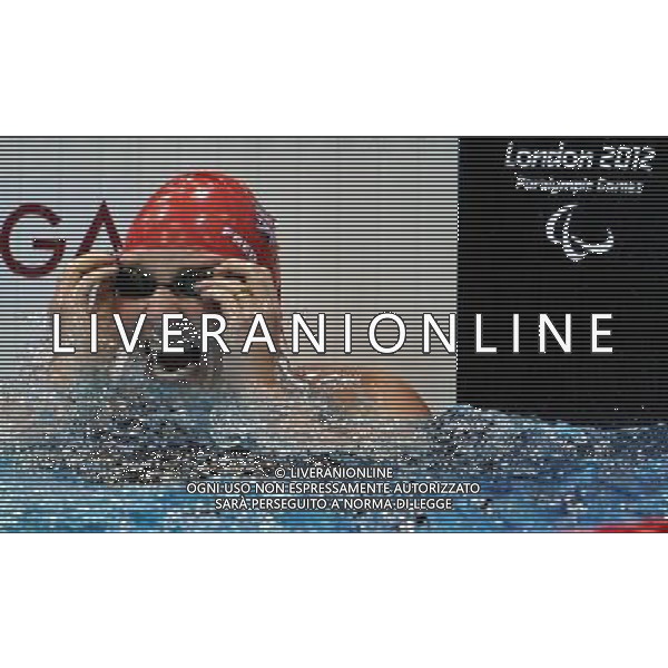 (120905) -- LONDON , Sept. 4, 2012 () -- Heather Frederiksen of Britain celebrates for victory after winning the women\'s 100m backstroke S8 final of swimming competition at the London 2012 Paralympic Games in London, Britain, on Sept. 4, 2012. Heather Frederiksen won the gold with 1 minute and 17.00 seconds. (/Yang Shiyao) (lm) photoshot/AG ALDO LIVERANI SAS - ITALY ONLY - *** Local Caption *** ..