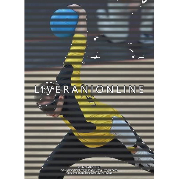 (120906) -- LONDON , Sept. 6, 2012 () -- Genrik Pavliukianec of Lithuania competes during the men\'s goalball quarterfinal against China at the London 2012 Paralympic Games in London, Britain, on Sept. 5, 2012. Lithuania won 12-4 to enter the semifinals. (/Lin Yiguang) (lm) PHOTOSHOT-AG ALDO LIVERANI SAS - ITALY ONLY