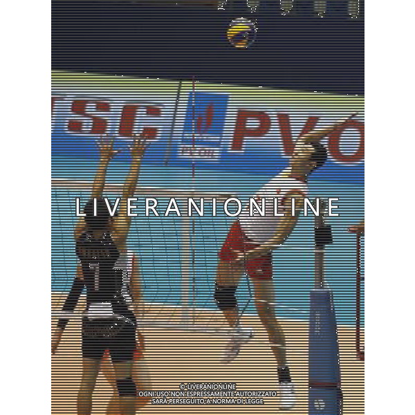 (120906) -- VINH PHUC, Sept. 6, 2012 () -- Zhong Weijun (R) of China spikes during a match of the 3rd Asian Volleyball Confederation (AVC) Cup for men against Japan in Vietnam\'s northern Vinh Phuc Province, on Sept. 6, 2012. China won 3-0. (/Hu Ruyi) (hy) PHOTOSHOT/AG ALDO LIVERANI SAS ITALY ONLY PHOTOSHOT/AG ALDO LIVERANI SAS ITALY ONLY