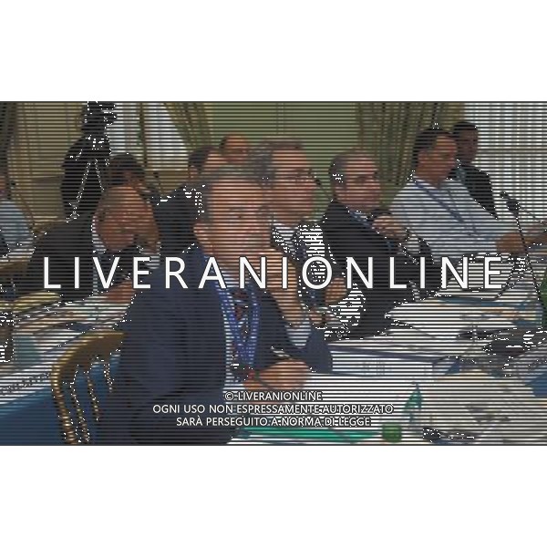 VILLA D\' ESTE CERNOBBIO (CO) 7/9/2012 THE EUROPEAN HOUSE AMBROSETTI \'INTELLIGENCE ON THE WORLD, EUROPE AND ITALY\'. LO SCENARIO DI OGGI E DOMANI PER LE STRATEGIE COMPETITIVE NELLA FOTO ROMANO PRODI E FRANCO BERNABE\' FOTO ROMANO/AG ALDO LIVERANI