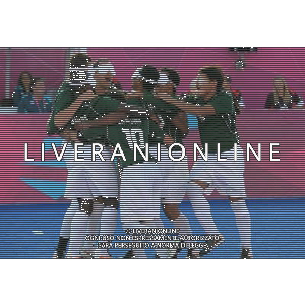 (120907) -- LONDON, Sept. 7, 2012 () -- Team Brazil celebrates victory after defeating Argentina in the men\'s football 5-a-side semifinal at the London 2012 Paralympic Games in London, Britain, on Sept. 6, 2012. (/Li Xiaoguo) PHOTOSHOT/AG ALDO LIVERANI SAS - ITALY ONLY -