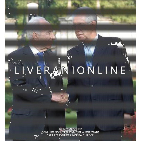 CERNOBBIO (CO) VILLA D\' ESTE 9/9/2012 THE EUROPEAN HOUSE AMBROSETTI. \'INTELLIGENCE ON THE WORLD, EUROPE AND ITALY. LO SCENARIO DI OGGI E DI DOMANI PER LE STRATEGIE COMPETITIVE.\' NELLA FOTO MARIO MONTI E SIMON PEREZ FOTO ROMANO/AG ALDO LIVERANI 