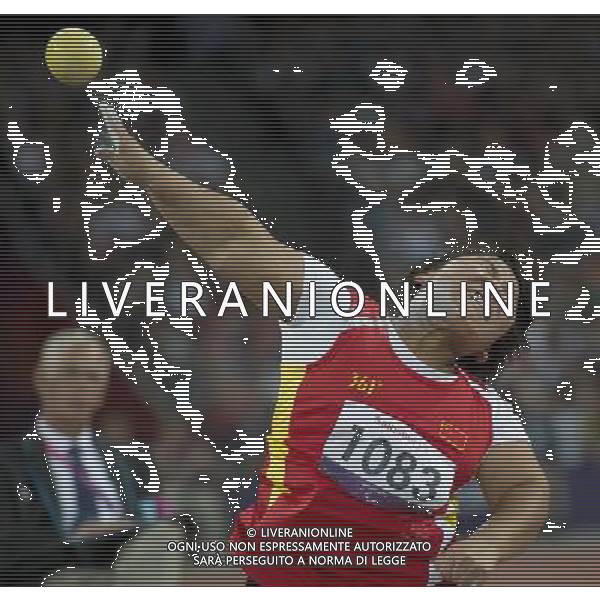 (120909) -- LONDON, Sept. 9, 2012 () -- Meng Genjimisu of China competes during the women\'s shot put T40 final of athletics competition at the London 2012 Paralympic Games in London, Britain, on Sept. 8, 2012. Meng took the silver medal with 9.13 meters. (/Yang Lei) (lm) PHOTOSHOT/AG ALDO LIVERANI SAS - ITALY ONLY -