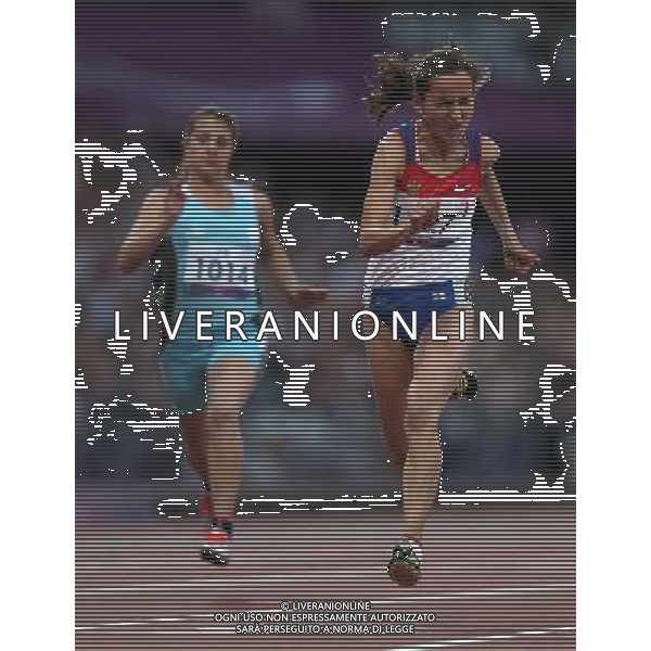(120909) -- LONDON, Sept. 9, 2012 () -- Elena Ivanova (R) of Russia competes during the women\'s 100m T36 final of athletics competition at the London 2012 Paralympic Games in London, Britain, on Sept. 8, 2012. Elena Ivanova won the gold medal with 14.44 seconds. (/Wang Lili) (lm) PHOTOSHOT/AG ALDO LIVERANI SAS - ITALY ONLY -