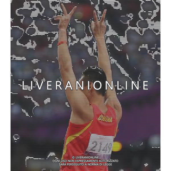 (120909) -- LONDON, Sept. 9, 2012 () -- Liang Yongbin of China reacts after the men\'s 100m T37 final of athletics competition at the London 2012 Paralympic Games in London, Britain, on Sept. 8, 2012. (/Wang Lili) (lm) PHOTOSHOT/AG ALDO LIVERANI SAS - ITALY ONLY -