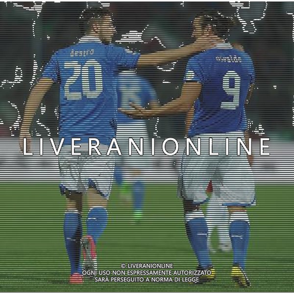 Qualificazioni ai Campionati Mondiali di Calcio Brasile FIFA 2014 Gruppo B Modena- 11.09.2012 Italia-Malta Nella Foto:destro esultanza con osvaldo /Ph.Vitez-Ag. Aldo Liverani