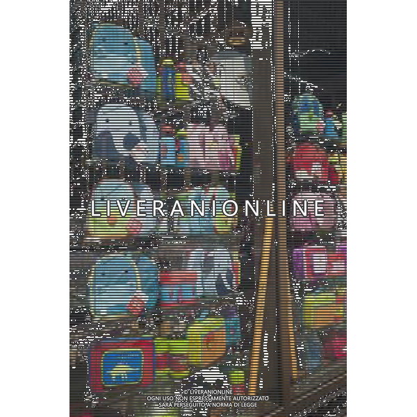 Back to school supplies in a store window in New York on Saturday, August 25, 2012. The back to school shopping season is the second busiest time for retailers after Christmas. (å Richard B. Levine) photoshot/AG ALDO LIVERANI SAS - ITALY ONLY -