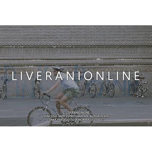 Newly installed bike racks, designed by former Talking Heads band member David Byrne, are seen in front of the Brooklyn Academy of Music on Saturday, August 25, 2012. The two sets of racks spell out the words in steel, \'pink crown\' and \'micro lip\'. Byrne, an avid cyclist also designed bike racks for the Dept. of Transportation in 2008. (å Richard B. Levine) ©photoshot/AGENZIA ALDO LIVERANI SAS - ITALY ONLY - EDITORIAL USE ONLY