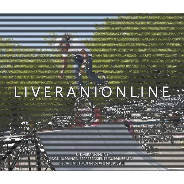 BMX bike demo at the AfroPunk Festival in Commodore Barry Park in Brooklyn in New York on Sunday, August 26, 2012. The festival in the neighborhood of Fort Greene bills itself as the \'other black experience\' and blends the black punk and hardcore punk scenes. There is also a diverse aspect combining other minority groups, all dressed in their fashionable punk ensembles. (å Richard B. Levine) ©photoshot/AGENZIA ALDO LIVERANI SAS - ITALY ONLY - EDITORIAL USE ONLY