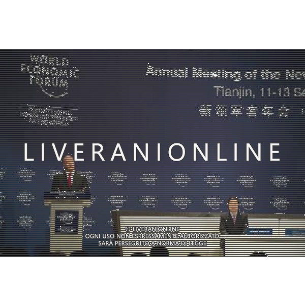 (120913) -- TIANJIN, Sept. 13, 2012 () -- Robert Greenhill, Managing Director and Chief Business Officer of World Economic Forum, delivers a speech during the closing ceremony of the World Economic Forum Annual Meeting of the New Champions 2012, also known as the Summer Davos Forum, in Tianjin, north China, Sept. 13, 2012. The three-day Summer Davos Forum ended here Thursday. (/Yue Yuewei) /PHOTOSHOT/AG ALDO LIVERANI SAS ITALY ONLY -