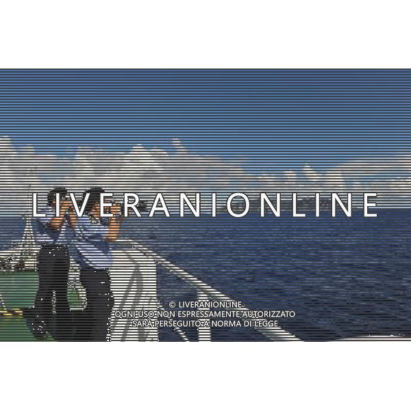 (120914) -- HAIJIAN 50, Sept. 14, 2012 () -- China\'s surveillance ship \'Haijian 50\' arrives at waters around the Diaoyu Islands, Sept. 14, 2012. Two Chinese surveillance ship fleets have arrived at waters around the Diaoyu Islands and its affiliated islets Friday morning and started patrol and law enforcement there. It is the first time for Chinese surveillance ships to patrol there after the Chinese government announced on Monday the base points and baselines of the territorial waters of the Diaoyu Islands and their affiliated islets, as well as the names and coordinates of 17 base points. These law enforcement and patrol activities are aimed to demonstrate China\'s jurisdiction over the Diaoyu Islands and its affiliated islets and ensure the country\'s maritime interests, according to a government statement. (/Zhang Jiansong) (ry) ©photoshot/Agenzia Aldo Liverani Sas - ITALY ONLY - Due navi della flotta di sorveglianza nelle acque intorno alle isole Diaoyu per pattugliare le acque territoriali finalizzate a dimostrare la giurisdizione della Cina