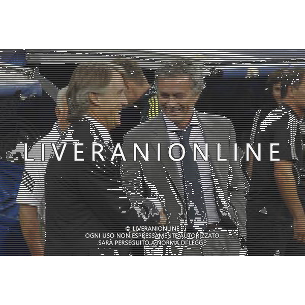 Madrid (18/09/2012).- Estadio Santiago Bernabeu. UEFA Champions League. Real Madrid - Manchester City. Jose Mourinho, Roberto Mancini. Photo: Alex Cid-Fuentes / ALFAQUI /AGENZIA ALDO LIVERANI SAS - ITALY ONLY - EDITORIAL USE ONLY REAL MADRID - MANCHESTER CITY CHAMPIONS LEAGUE 18/09/2012