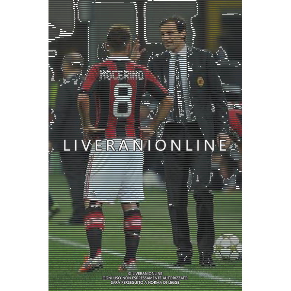 UEFA Champions League - 1Á giornata fase a gironi Gruppo C Milano 18-09-2012 Milan - Anderlecht nella foto: Massimiliano Allegri allenatore del Milan sulla DX parla con Antonio Nocerino (Milan) foto Roberto Garavaglia - ag. Aldo Liverani sas