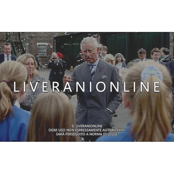 The Prince of Wales chats with pupils from the Coalbrookdale and Ironbridge Church of England school during a visit to the Coalbrookdale Museum of Iron today. ©photoshot/AGENZIA ALDO LIVERANI SAS - ITALY ONLY - REALI INGLESI: il principe Carlo d\'Inghilterra