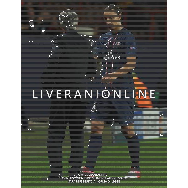 UEFA Champions League 2012/2013 Gruppo A Parigi - 18.09.2012 Paris Saint Germain-Dinamo Kiev Nella Foto:Ibrahimovic Zlatan-Ancelotti Carlo /Ph.Vitez-Ag. Aldo Liverani
