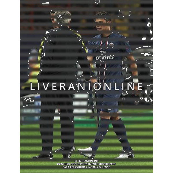 UEFA Champions League 2012/2013 Gruppo A Parigi - 18.09.2012 Paris Saint Germain-Dinamo Kiev Nella Foto:Thiago Silva-Ancelotti Carlo /Ph.Vitez-Ag. Aldo Liverani