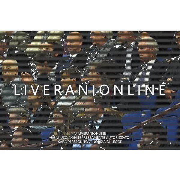 INTER-RUBIN KAZAN UEFA EUROPA LEAGUE MILANO 20-09-2012 NELLA FOTO: MASSIMO MORATTI E MARCO TRONCHETTI PROVERA IN TRIBUNA © RAVEZZANI/Agenzia Aldo Liverani Sas 