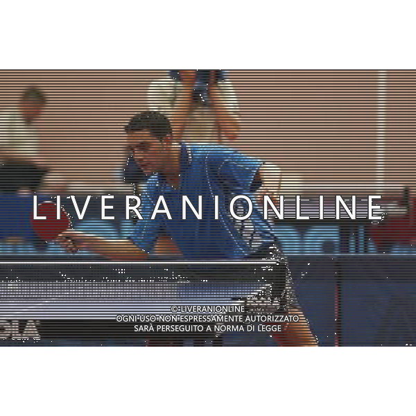 Senigallia, 01 / 08 / 2004 Pre - Olimpiadi di Atene 2004 Nazionale Maschile di Tennis Tavolo Nella foto: Massimiliano Mondello ph Simone Rosa / Aldo Liverani
