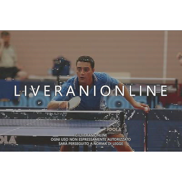 Senigallia, 01 / 08 / 2004 Pre - Olimpiadi di Atene 2004 Nazionale Maschile di Tennis Tavolo Nella foto: Massimiliano Mondello ph Simone Rosa / Aldo Liverani
