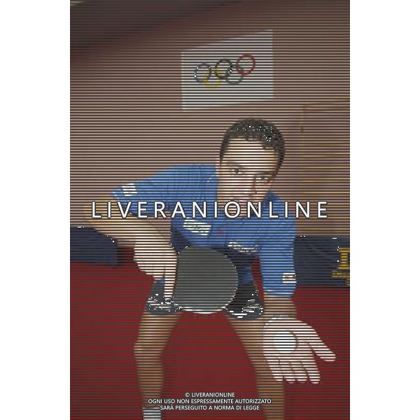 Senigallia, 01 / 08 / 2004 Pre - Olimpiadi di Atene 2004 Nazionale Maschile di Tennis Tavolo Nella foto: Massimiliano Mondello ph Simone Rosa / Aldo Liverani