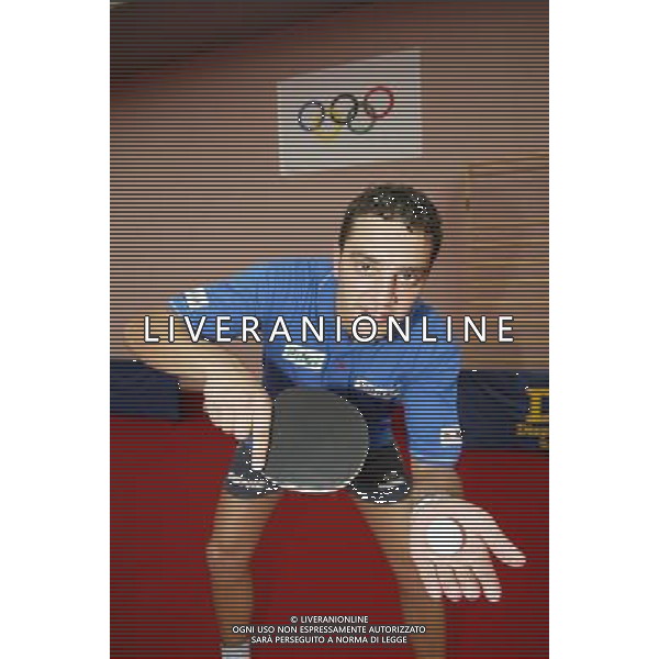 Senigallia, 01 / 08 / 2004 Pre - Olimpiadi di Atene 2004 Nazionale Maschile di Tennis Tavolo Nella foto: Massimiliano Mondello ph Simone Rosa / Aldo Liverani