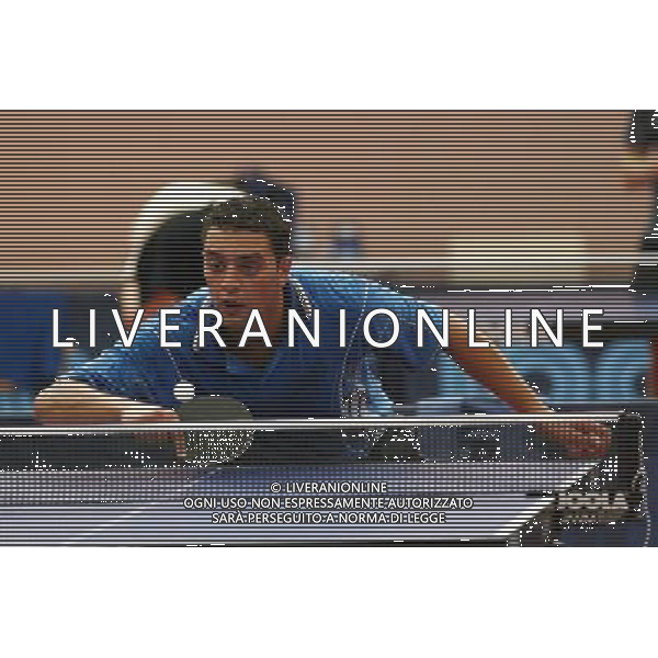 Senigallia, 01 / 08 / 2004 Pre - Olimpiadi di Atene 2004 Nazionale Maschile di Tennis Tavolo Nella foto: Massimiliano Mondello ph Simone Rosa / Aldo Liverani