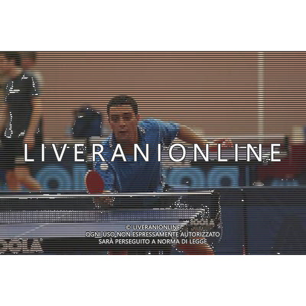 Senigallia, 01 / 08 / 2004 Pre - Olimpiadi di Atene 2004 Nazionale Maschile di Tennis Tavolo Nella foto: Massimiliano Mondello ph Simone Rosa / Aldo Liverani