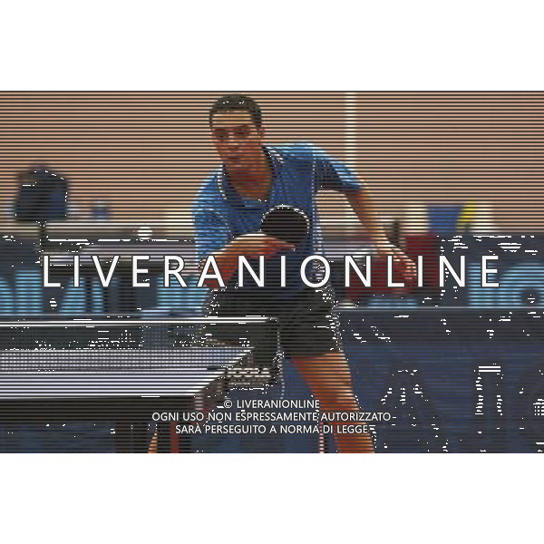 Senigallia, 01 / 08 / 2004 Pre - Olimpiadi di Atene 2004 Nazionale Maschile di Tennis Tavolo Nella foto: Massimiliano Mondello ph Simone Rosa / Aldo Liverani