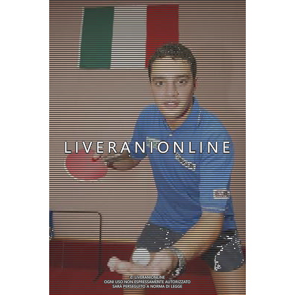 Senigallia, 01 / 08 / 2004 Pre - Olimpiadi di Atene 2004 Nazionale Maschile di Tennis Tavolo Nella foto: Massimiliano Mondello ph Simone Rosa / Aldo Liverani