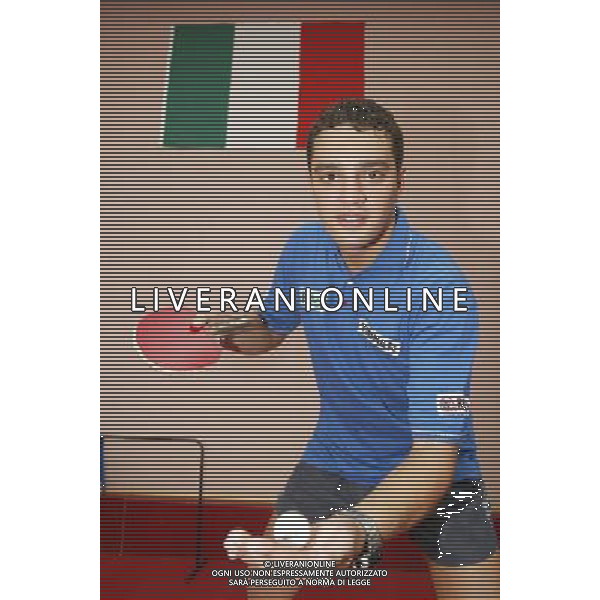 Senigallia, 01 / 08 / 2004 Pre - Olimpiadi di Atene 2004 Nazionale Maschile di Tennis Tavolo Nella foto: Massimiliano Mondello ph Simone Rosa / Aldo Liverani