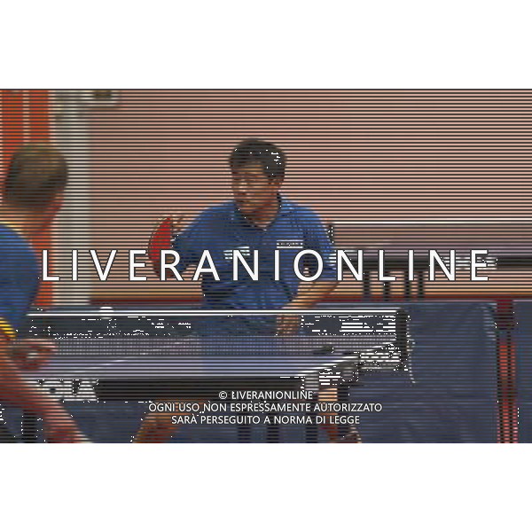 Senigallia, 01 / 08 / 2004 Pre - Olimpiadi di Atene 2004 Nazionale Maschile di Tennis Tavolo Nella foto: Yang Min ph Simone Rosa / Aldo Liverani