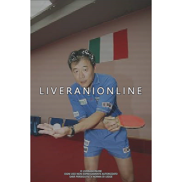 Senigallia, 01 / 08 / 2004 Pre - Olimpiadi di Atene 2004 Nazionale Maschile di Tennis Tavolo Nella foto: Yang Min ph Simone Rosa / Aldo Liverani