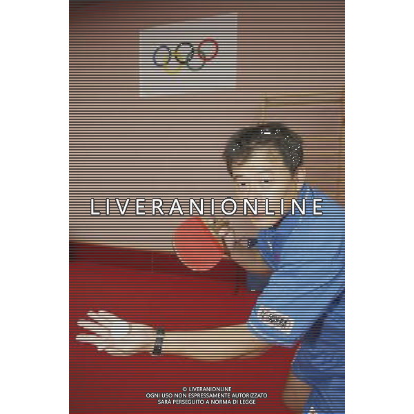 Senigallia, 01 / 08 / 2004 Pre - Olimpiadi di Atene 2004 Nazionale Maschile di Tennis Tavolo Nella foto: Yang Min ph Simone Rosa / Aldo Liverani