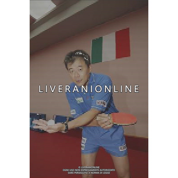 Senigallia, 01 / 08 / 2004 Pre - Olimpiadi di Atene 2004 Nazionale Maschile di Tennis Tavolo Nella foto: Yang Min ph Simone Rosa / Aldo Liverani