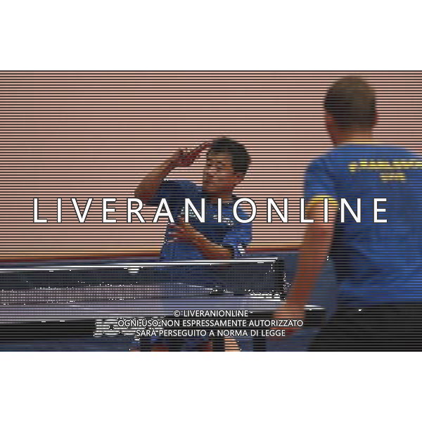 Senigallia, 01 / 08 / 2004 Pre - Olimpiadi di Atene 2004 Nazionale Maschile di Tennis Tavolo Nella foto: Yang Min ph Simone Rosa / Aldo Liverani